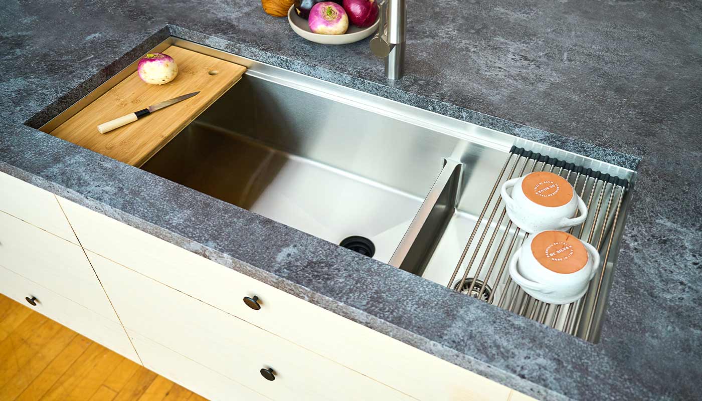 1/2 Radius 47 Ledge Drainboard Sink Offset Drain - Reversible  (5LPS27c-10) – Create Good Sinks