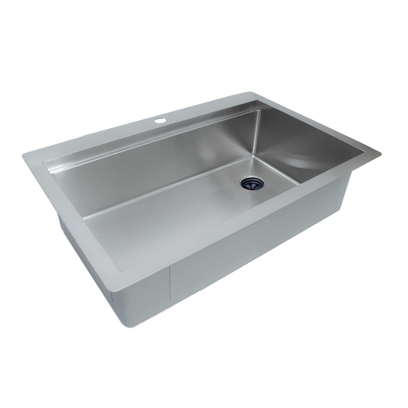 33 inch drop in stainless steel single bowl workstation kitchen sink with right side drain and built in ledge for sink accessories