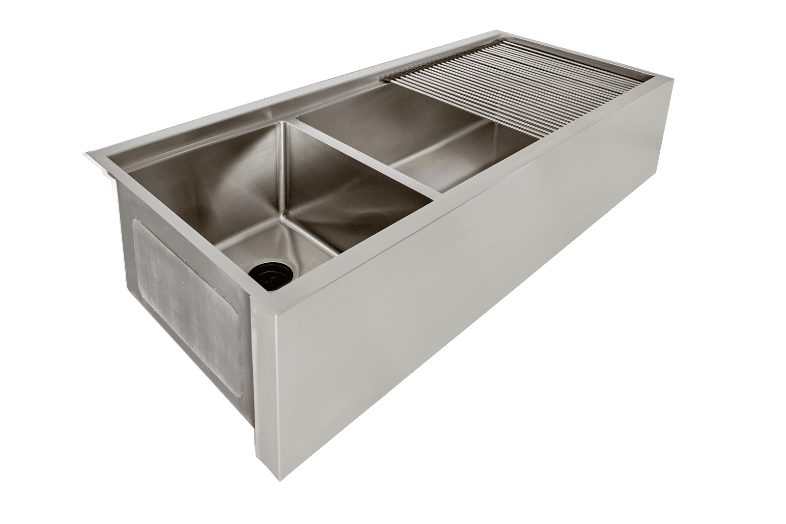 46" Double Basin Apron Front Farmhouse Workstation Kitchen Sink With Ledge Rollmat Acccessory