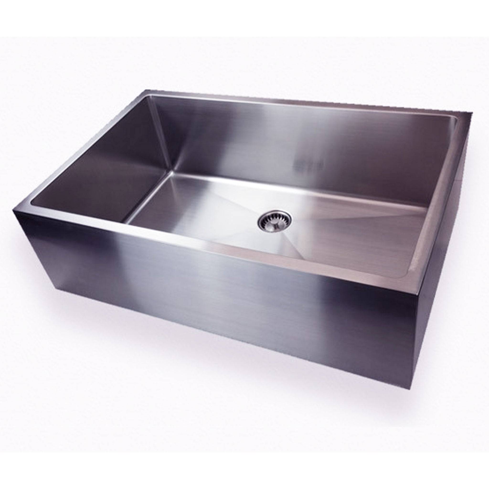 Single basin farmhouse kitchen sink with a center drain, 33” 