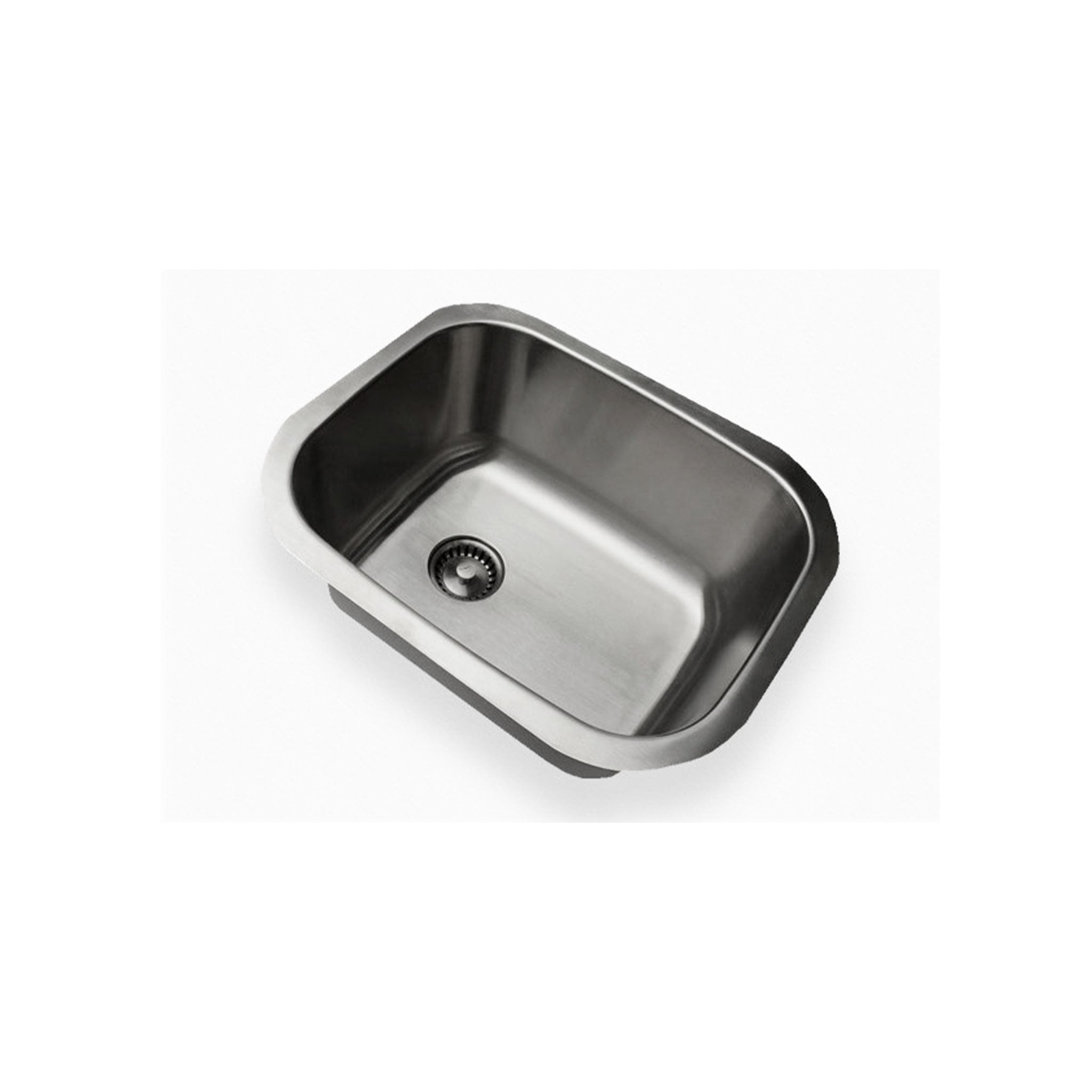 Stainless steel 14-inch gentle radius single bowl undermount sink with a smooth, durable design. Perfect for kitchen and utility use.